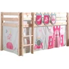 Image de Lit Mezzanine 90x200 Avec Tente Et 3 Pochettes Princesse Pin Massif Clair Pino