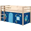 Image de Lit Mezzanine 90x200 Avec Tente Astra Pin Massif Clair Pino