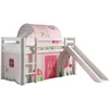 Image de Lit Toboggan 90x200 Avec Tente Et Tunnel Printemps Pin Massif Blanc Pino