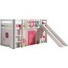 Image de Lit Toboggan 90x200 Avec Tente Et 3 Pochettes Printemps Pin Massif Blanc Pino