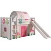 Image de Lit Toboggan 90x200 Avec Tente Tunnel Et 3 Pochettes Printemps Pin Massif Blanc Pino