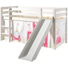 Image de Lit Toboggan 90x200 Avec Tente Princesse Pin Massif Blanc Pino