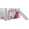 Image de Lit Toboggan 90x200 Avec Tente Et 3 Pochettes Princesse Pin Massif Blanc Pino
