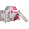 Image de Lit Toboggan 90x200 Avec Tente Tunnel Et 3 Pochettes Princesse Pin Massif Blanc Pino