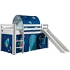 Image de Lit Toboggan 90x200 Avec Tente Et Tunnel Astra Pin Massif Blanc Pino