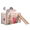 Image de Vipack - PINO Lit Compact avec Toboggan + Rideau de lit Spring + Tunnel de lit Spring