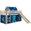 Image de Lit Toboggan 90x200 Avec Tente Et Tunnel Astra Pin Massif Clair Pino