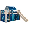 Image de Lit Toboggan 90x200 Avec Tente Tunnel Et 3 Pochettes Astra Pin Massif Clair Pino