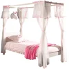 Image de Lit À Baldaquin 90x200 Avec Voile Pin Massif Laqué Blanc Pinie