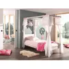 Image de Lit à baldaquin 90x200 cm blanc et voile rose - PINO