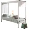 Image de Lit À Baldaquin 90x200 Avec Ciel De Lit Pin Massif Laqué Blanc Pinie