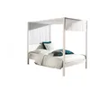 Image de Lit à baldaquin Charlotte pin massif laqué blanc adapté à un matelas de 140 x 200 cm. La voile et le sommier à lattes sont inclus.