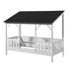 Image de Lit cabane - VIPACK - Malia - Barrière de lit intégrée - Toit noir - Blanc - Bois massif