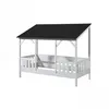 Image de MALIA Lit cabane 90x200 avec toit noir + lit gigogne