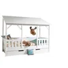 Image de Lit cabane - VIPACK - Henri - Bois massif - Blanc - 90x200 cm