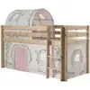 Image de Lit Mezzanine 90x200 Avec Tente Et Tunnel Contra Pin Massif Clair Pino