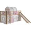 Image de Lit Toboggan 90x200 Avec Tente Tunnel Et 3 Pochettes Contra Pin Massif Clair Pino
