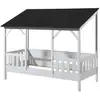 Image de Lit Cabane Mila 90x200   Pin Massif Blanc & Toit Noir-version Avec Sommier