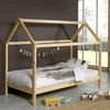 Image de Pack - Lit Cabane Enfant & Matelas Dallas 90x200cm Naturel