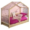 Image de Dallas Lit MH 90 X 200 Naturel + Tente textile papillon + Lit gigogne
