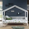 Image de Lit Cabane 90x200 Avec Matelas Pin Massif Blanc Bali