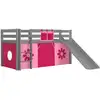 Image de Lit Toboggan 90x200 Avec Tente Fleur Pin Massif Gris Pino
