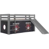 Image de Lit Toboggan 90x200 Avec Tente Pirate Noir Pin Massif Gris Pino