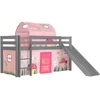 Image de Lit Toboggan 90x200 Avec Tente Et Tunnel Printemps Pin Massif Gris Pino