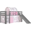 Image de Lit Toboggan 90x200 Avec Tente Tunnel Et 3 Pochettes Contra Pin Massif Gris Pino