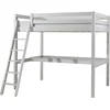 Image de Lit Mezzanine 140x200 Avec Bureau Pin Massif Blanc Pino