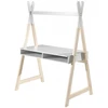 Image de Bureau Enfant Tipi 2 Niches Bois Laqué Blanc Et Pieds Pin Clair Kiddy