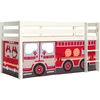 Image de Lit Mezzanine 90x200 Avec Tente Camion Pompier Pin Massif Blanc Pino