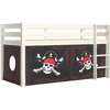 Image de Lit Mezzanine 90x200 Avec Tente Pirate Marron Pin Massif Blanc Pino