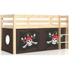 Image de Lit Mezzanine 90x200 Avec Tente Pirate Marron Pin Massif Clair Pino
