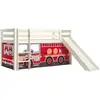 Image de Lit Toboggan 90x200 Avec Tente Camion Pompier Pin Massif Blanc Pino