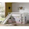 Image de PINO Lit mezzanine avec toboggan + Rideau pour lit en 4 parties Princesse