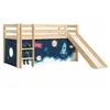 Image de Lit Enfant Surélevé Avec Toboggan Pino Space Shuttle 90x200cm Naturel