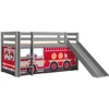 Image de Lit Toboggan 90x200 Avec Tente Camion Pompier Pin Massif Gris Pino