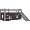 Image de Lit Toboggan 90x200 Avec Tente Pirate Marron Pin Massif Gris Pino
