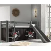 Image de PINO Lit mezzanine avec toboggan pin massif Gris Pirates