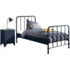 Image de Lit bronxx métal 90x200 (sommier incl.) avec table de chevet-bleu denim mat BRCOBE0107