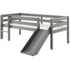 Image de Lit Enfant Surélevé & Toboggan Pino 90x200cm Gris