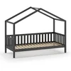 Image de Lit Cabane Enfant "dallas" 90x200cm Anthracite