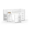 Image de Lit Mi-Hauteur Scott Bureau Bibliothèque Commode Blanc