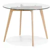 Image de Table à diner design - ALTEREGO - ANGELA -Transparent - Bois Verre - 100x100x75 cm