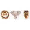 Image de Mini trophées en peluche safari - BIBIB - lot de 3 - lion éléphant girafe