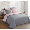 Image de Vision Parure De Couette Bicolore 100% Coton - 1 Housse De Couette 220 X 240 Cm + 2 Taies 65 X 65 Cm - Gris Et Rose