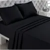 Image de VISION - Drap Plat - 100% Coton - Couleur : Noir - 270 x 300 cm