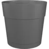 Image de Pot À Fleurs Et Plantes Rond Capri Large - Plastique - Réservoir D'eau - Diamètre 35 Cm - Anthracite