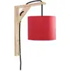 Image de Applique Bois Pilori Équerre Naturel Rouge D16 Cm